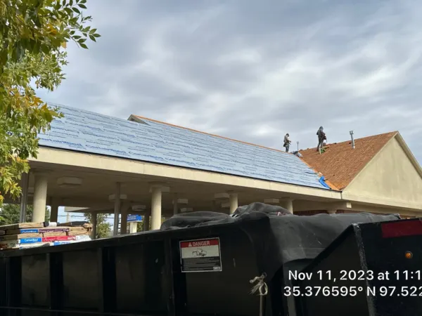 Commercial roof section prepared for new roofing