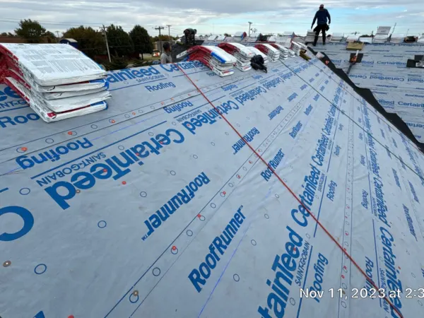 Synthetic underlayment installed on the commercial roof