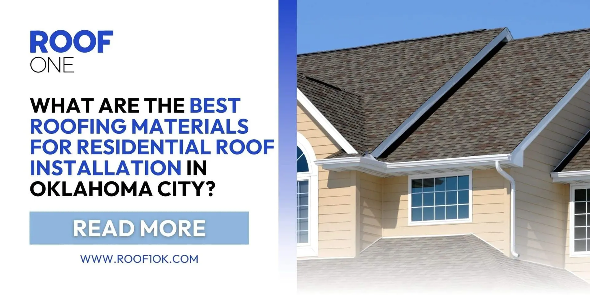 residential roof installation with asphalt shingles on Oklahoma City home under clear blue sky