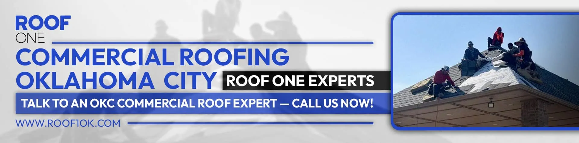 Commercial roofing Oklahoma City experts installing a new roof on a commercial building. Call Roof One OKC now.
