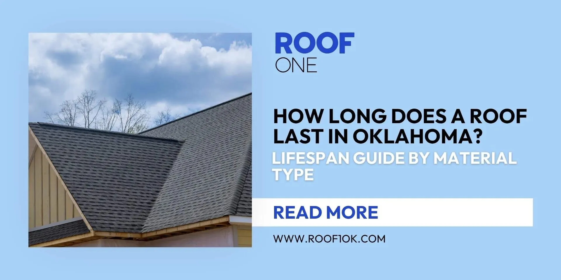 How long does a roof last in Oklahoma? Grey shingle roof slopes under a cloudy sky in OKC