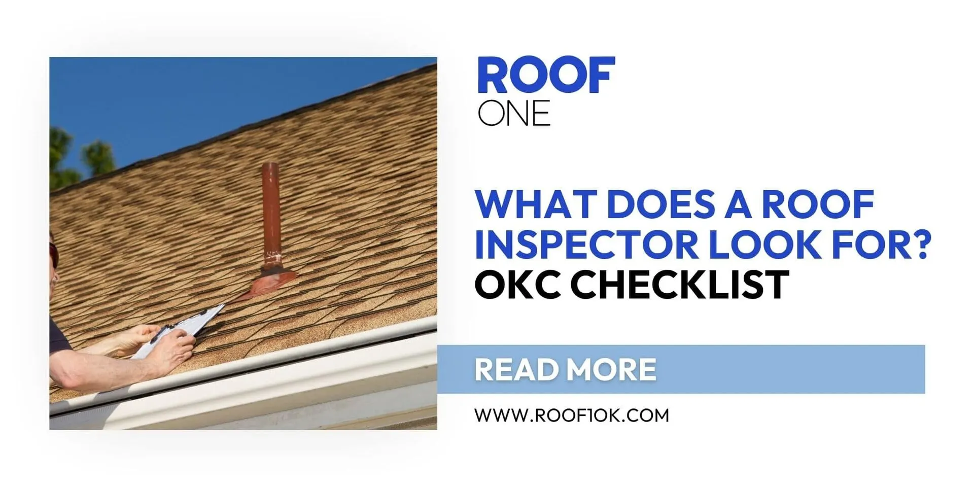 Certified inspector using a roof inspection checklist to evaluate pipe boot seals and shingles on an OKC home