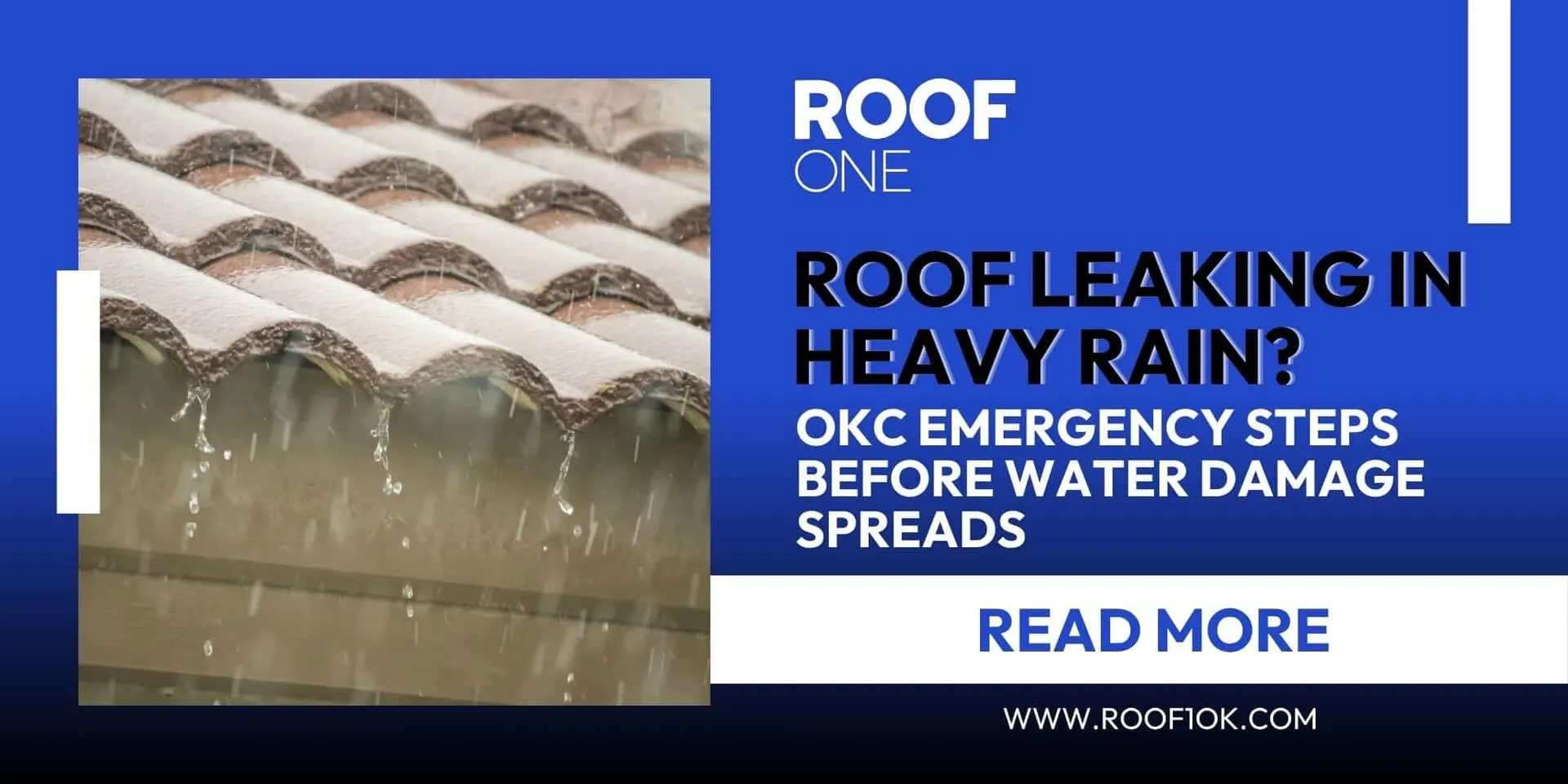 Emergency steps for a residential roof leaking in heavy rain to prevent water damage in Oklahoma City