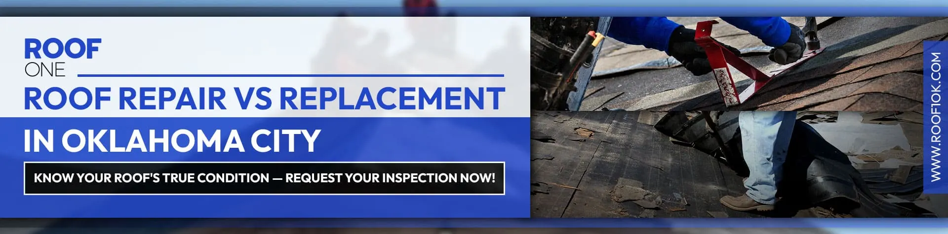 Roof repair vs replacement in Oklahoma City. Know your roof's true condition—request your inspection now! WWW.ROOFIOK.COM